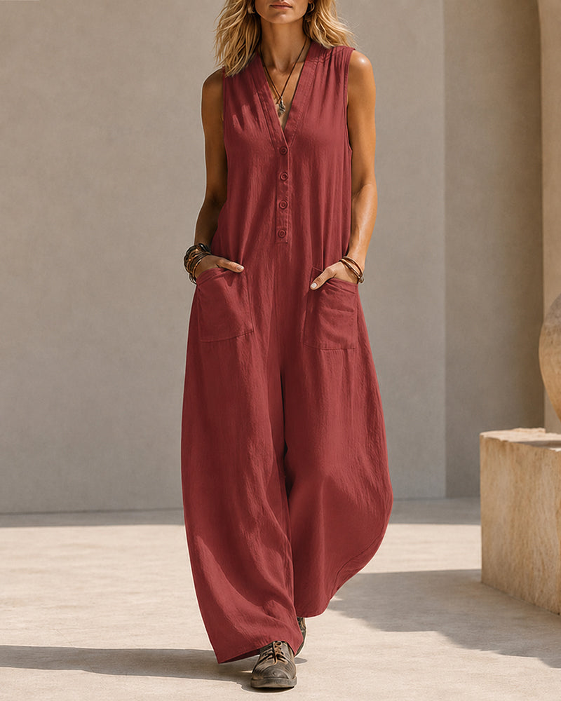 Sleeveless Wide Leg Jumpsuit