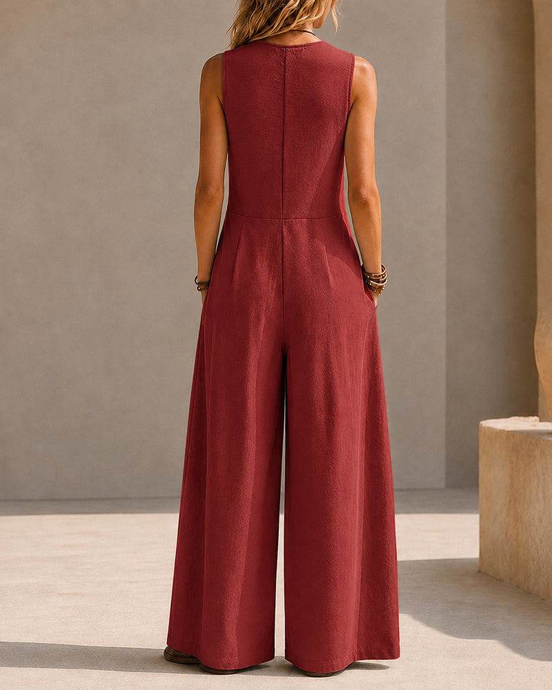 Sleeveless Wide Leg Jumpsuit