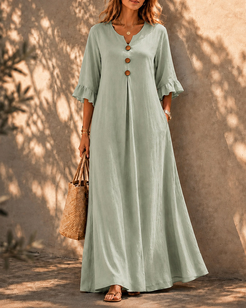 Casual Loose Ruffled Sleeves Long Dress