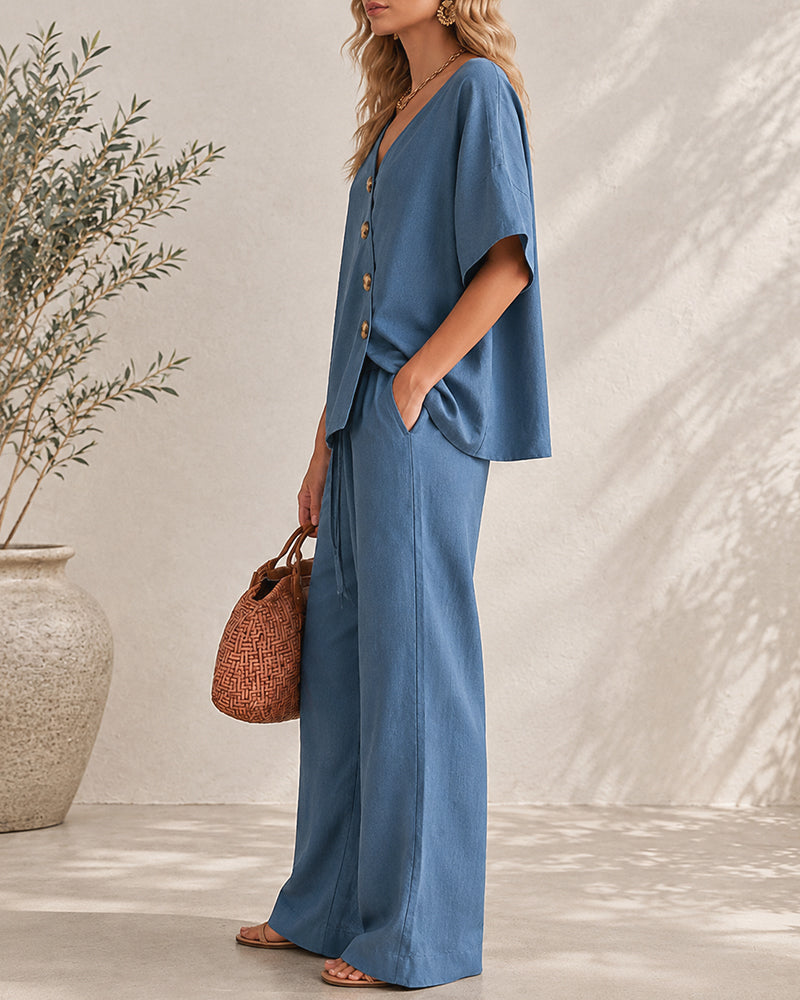 Casual Easy Living Wide-Leg Set