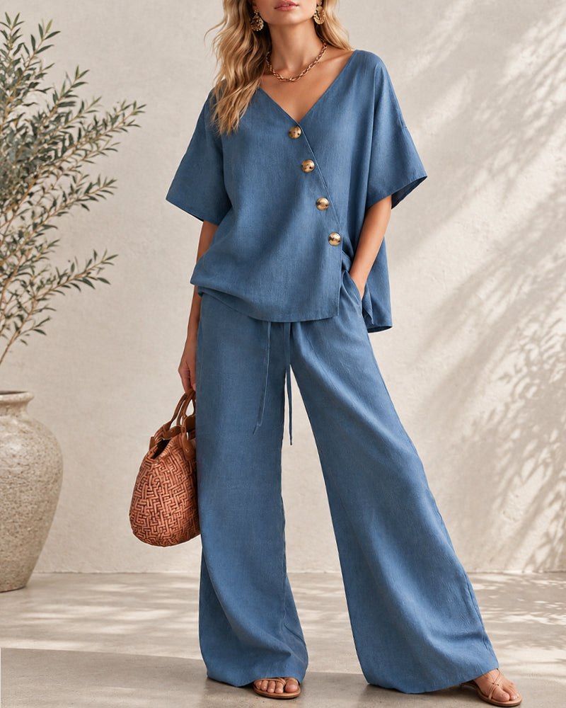 Casual Easy Living Wide-Leg Set