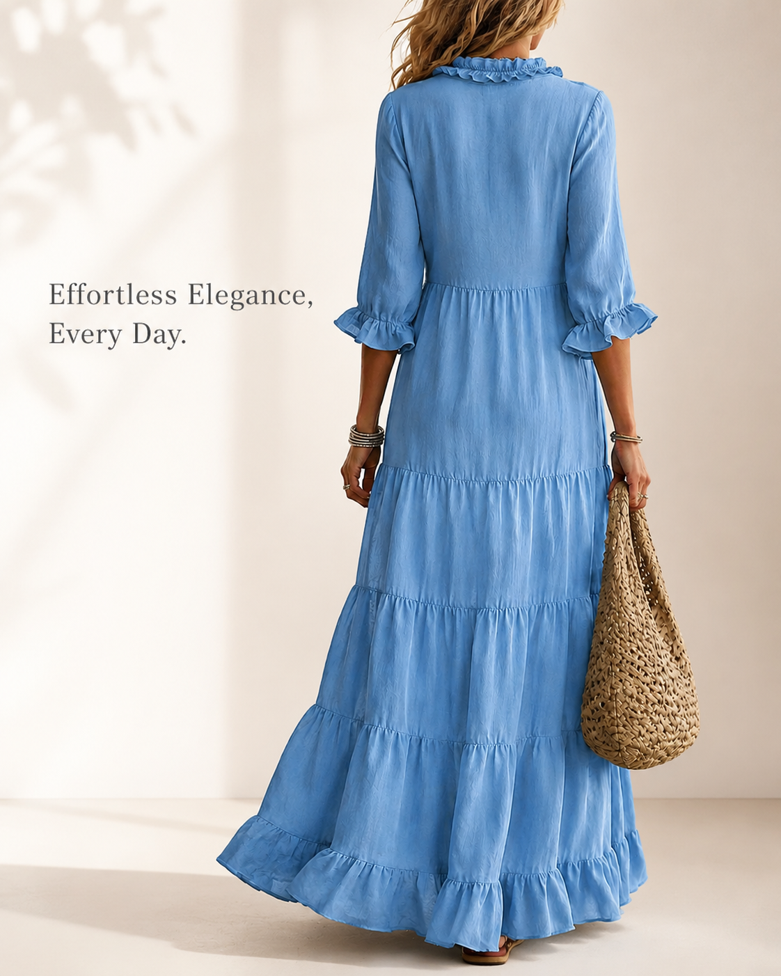 Bohemian Deep V Ruffle Casual Long Dress