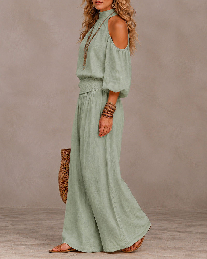 Off-Shoulder Wide-Leg Jumpsuit