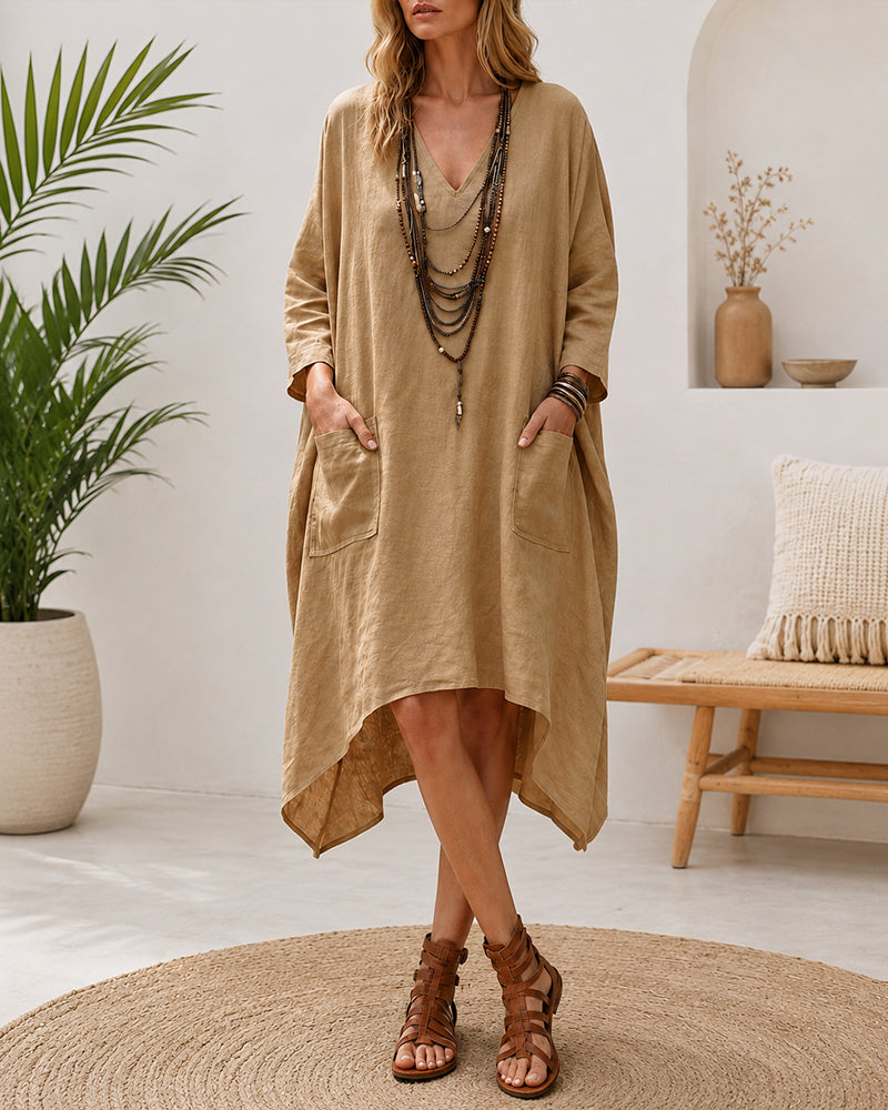 Deep V Irregular Casual Loose Dress
