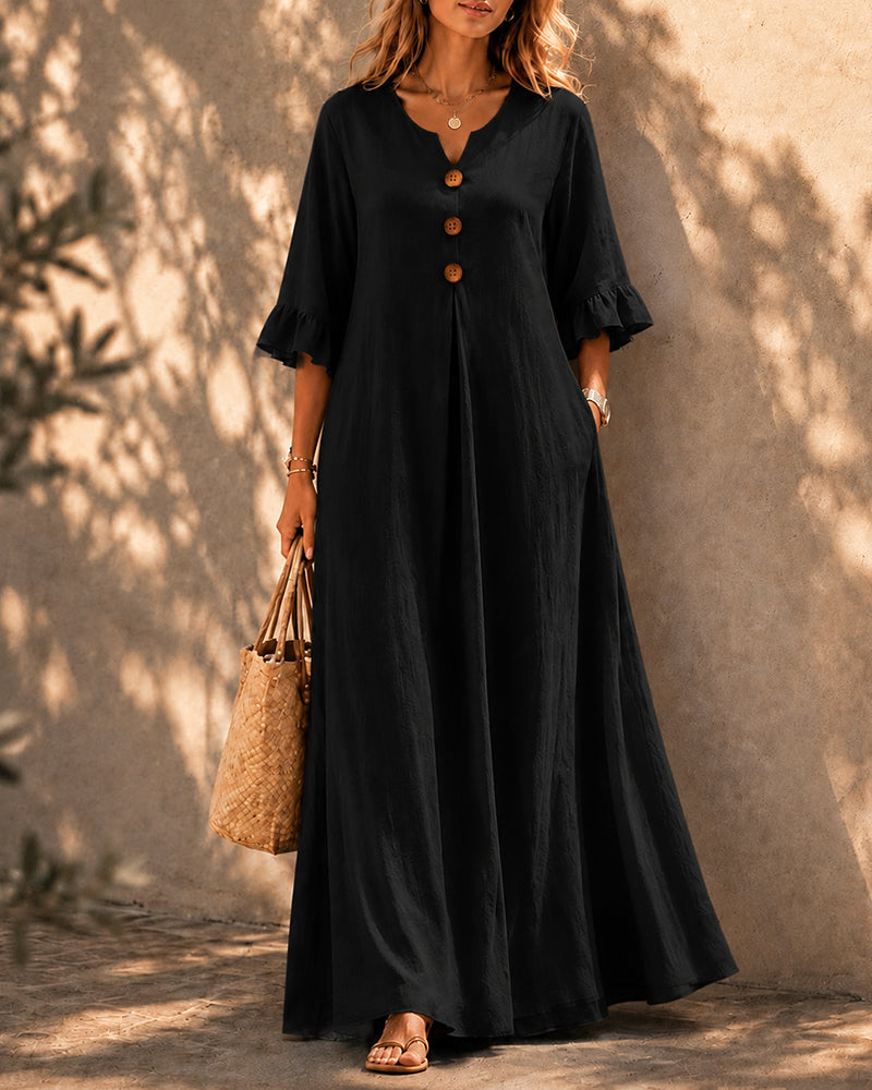 Casual Loose Ruffled Sleeves Long Dress