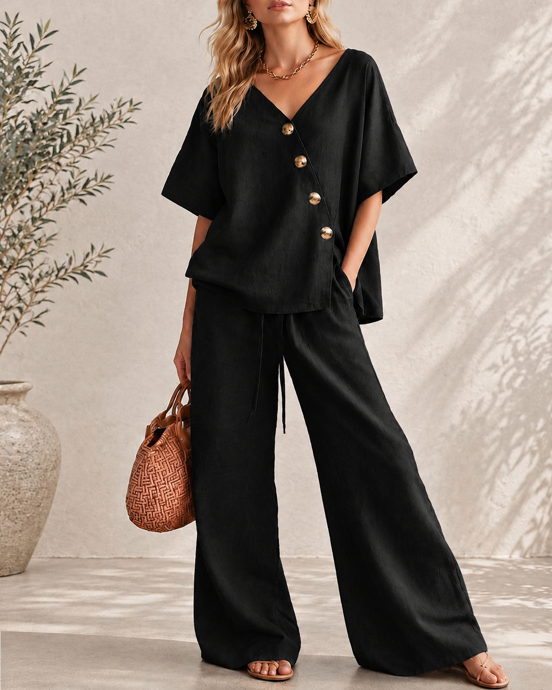 Casual Easy Living Wide-Leg Set