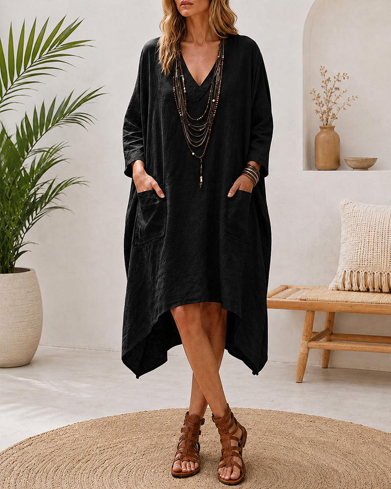 Deep V Irregular Casual Loose Dress