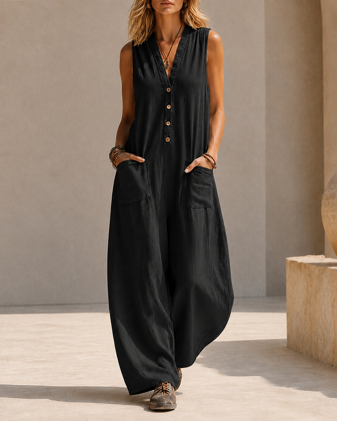 Sleeveless Wide Leg Jumpsuit