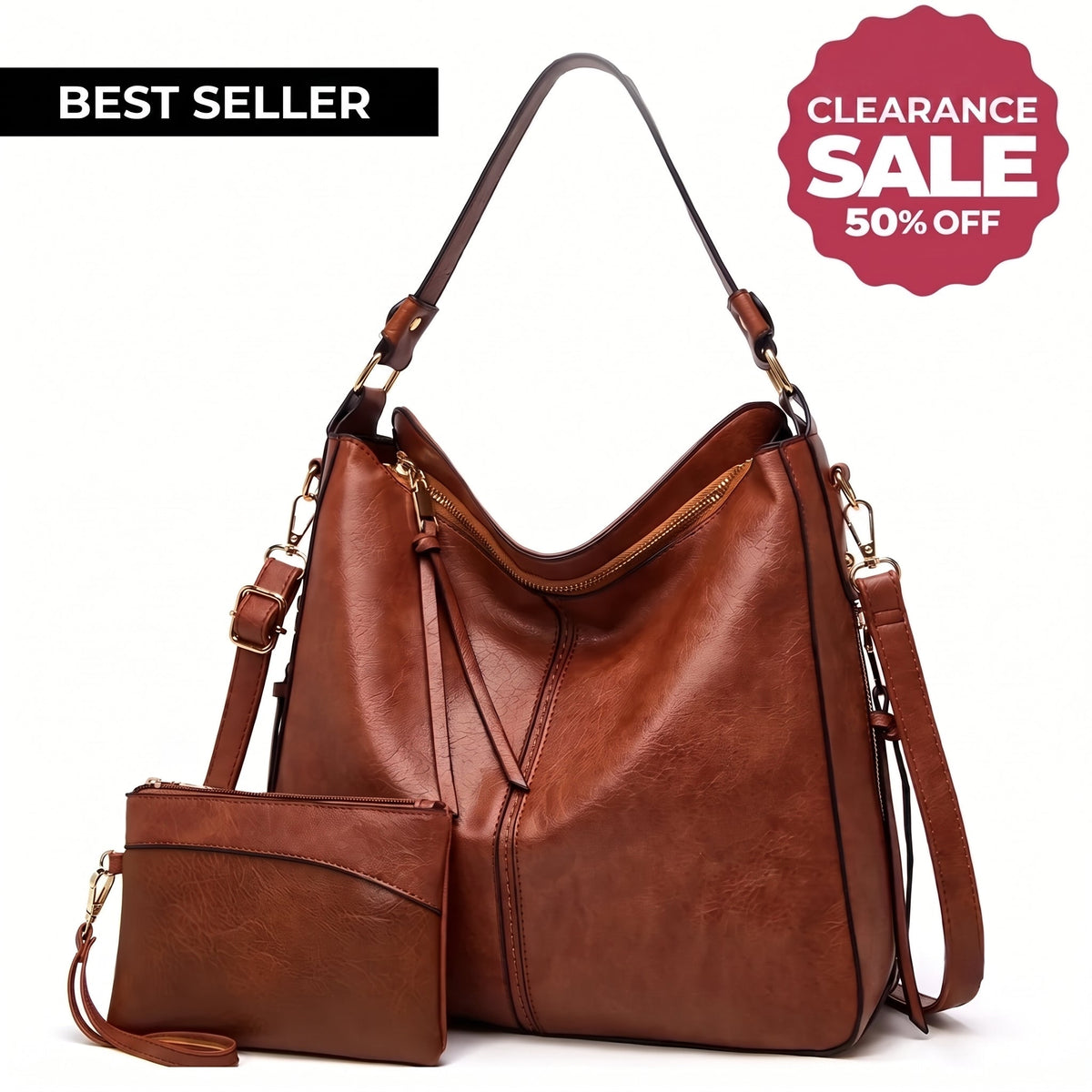 Luxury Soft-Touch Hobo Anti-Theft Handbag + FREE Pouch Wallet