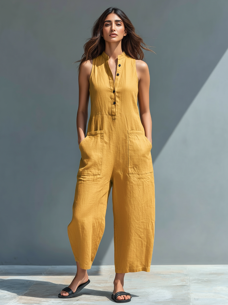 Silvia - Minimalist Sleeveless Dungarees