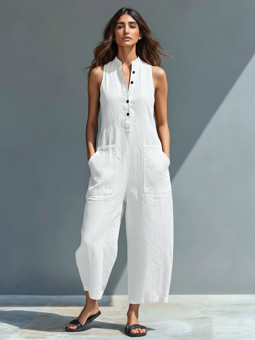 Silvia - Minimalist Sleeveless Dungarees