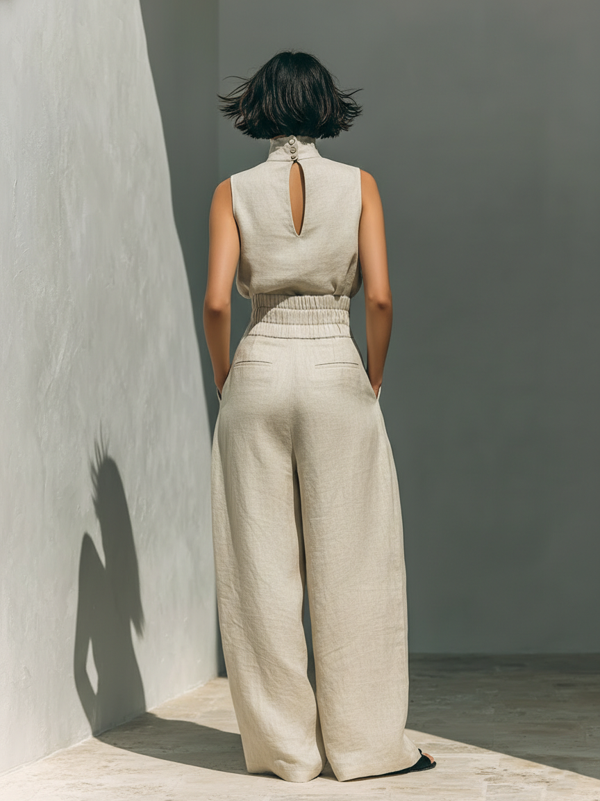 Venancia™ | Minimalist Top and Wide Leg Trousers Set
