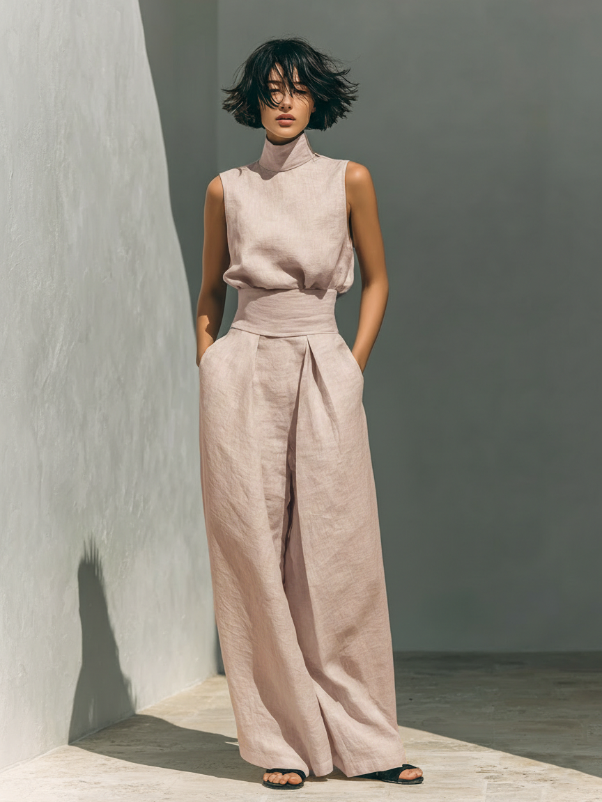 Venancia™ | Minimalist Top and Wide Leg Trousers Set