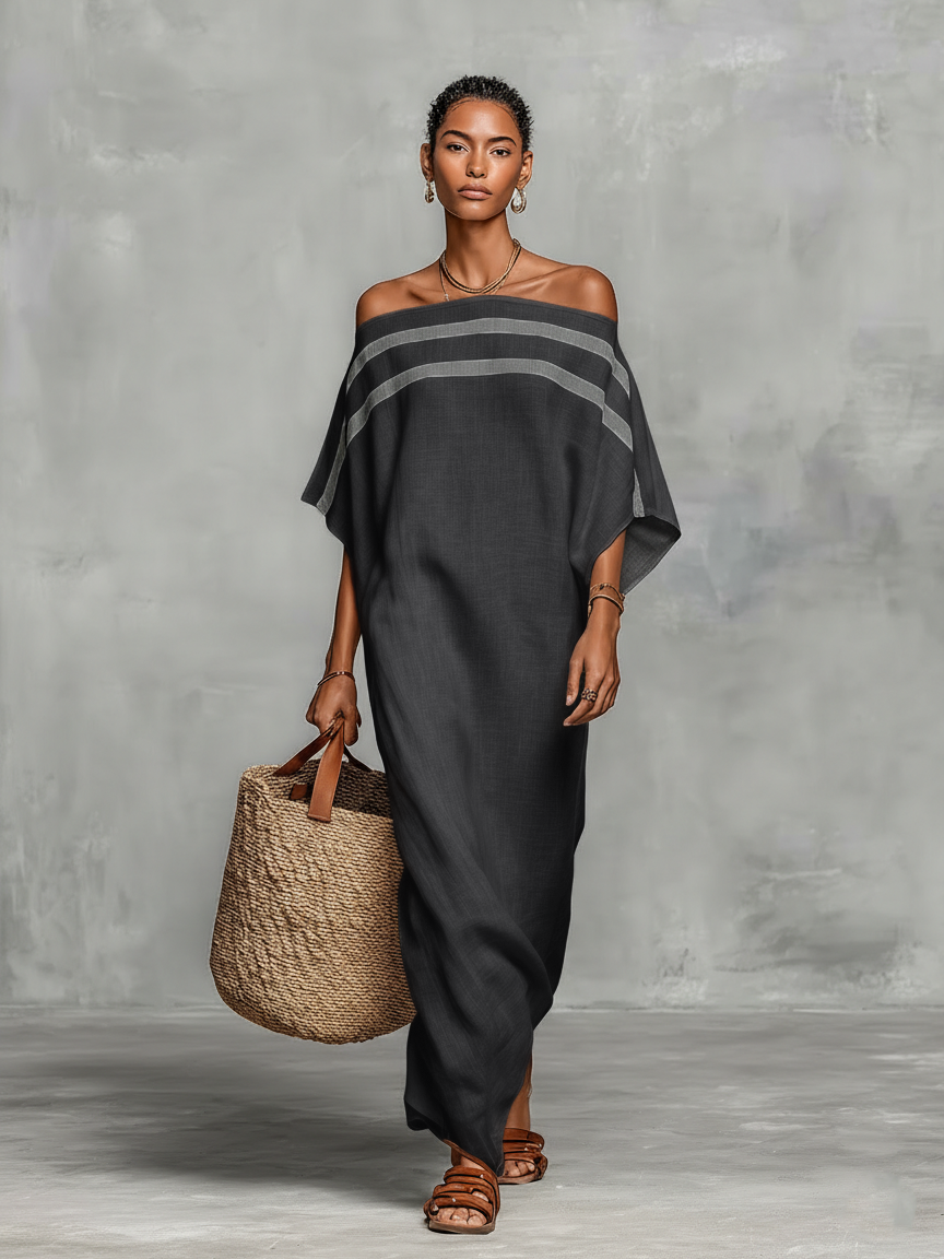 Viola - Minimalist Maxi Dress with Off-Shoulder Straps