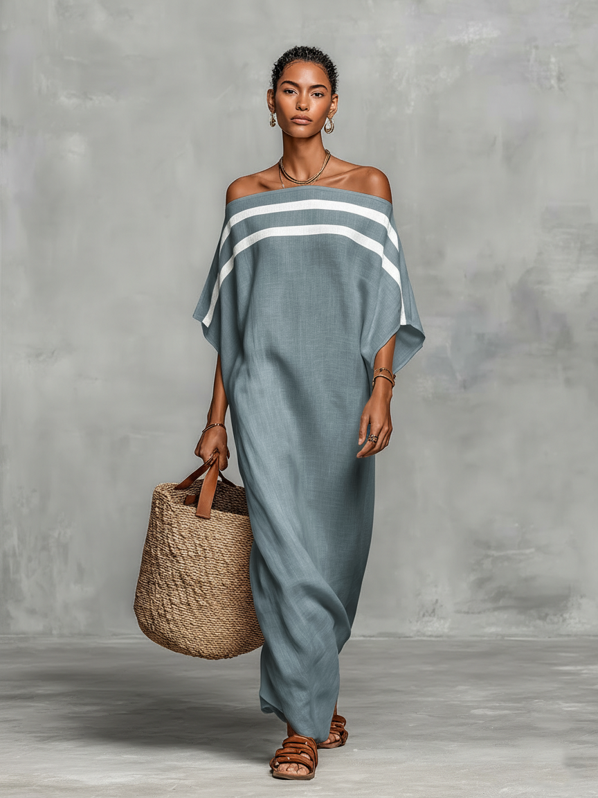 Viola - Minimalist Maxi Dress with Off-Shoulder Straps