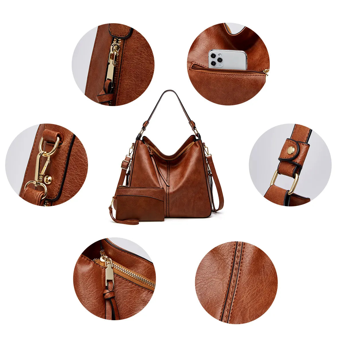 Luxury Soft-Touch Hobo Anti-Theft Handbag + FREE Pouch Wallet