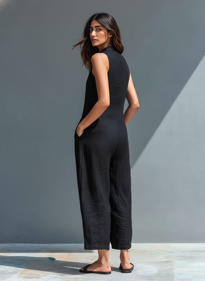 Silvia - Minimalist Sleeveless Dungarees