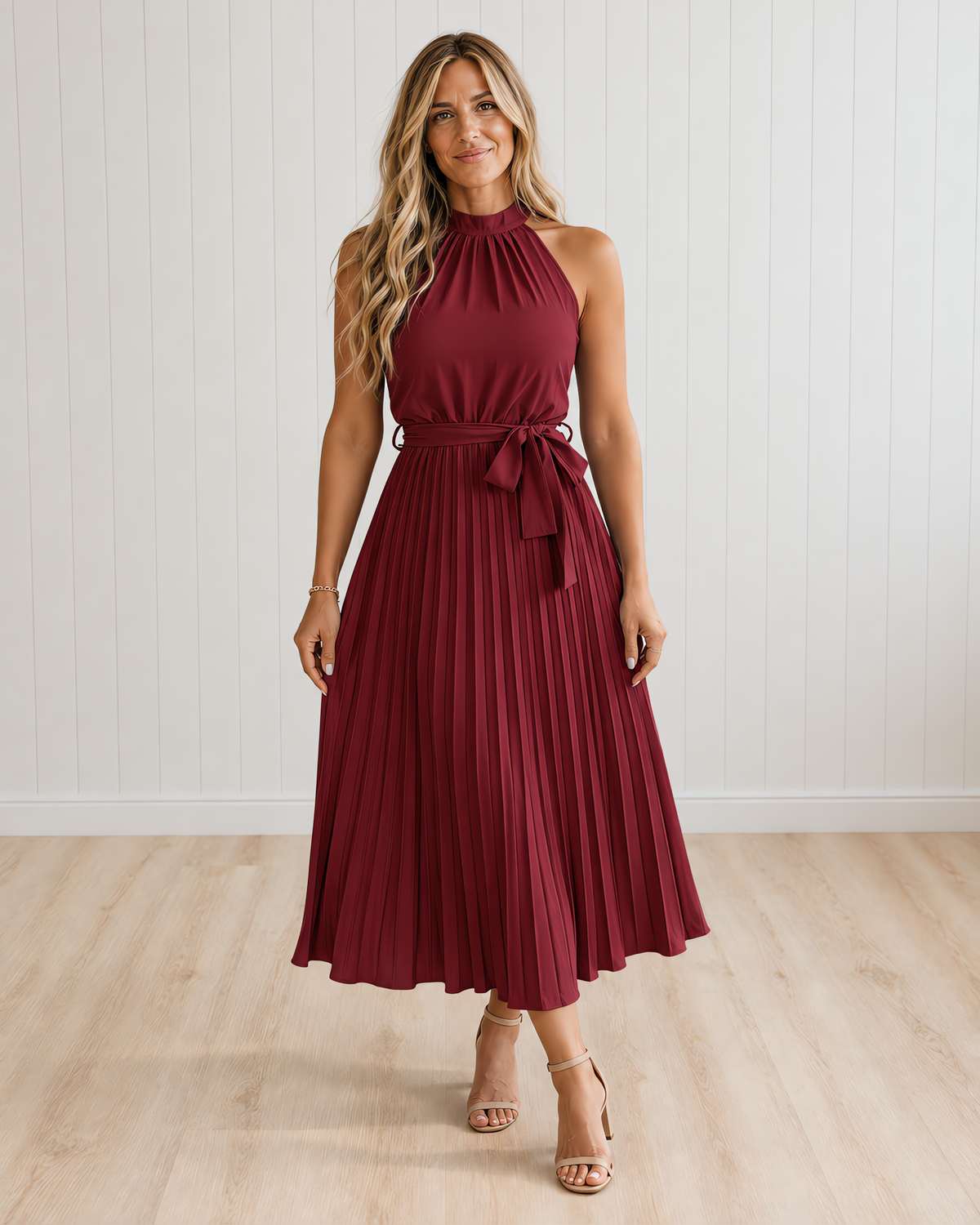 Cedrine Pleated Midi Dress