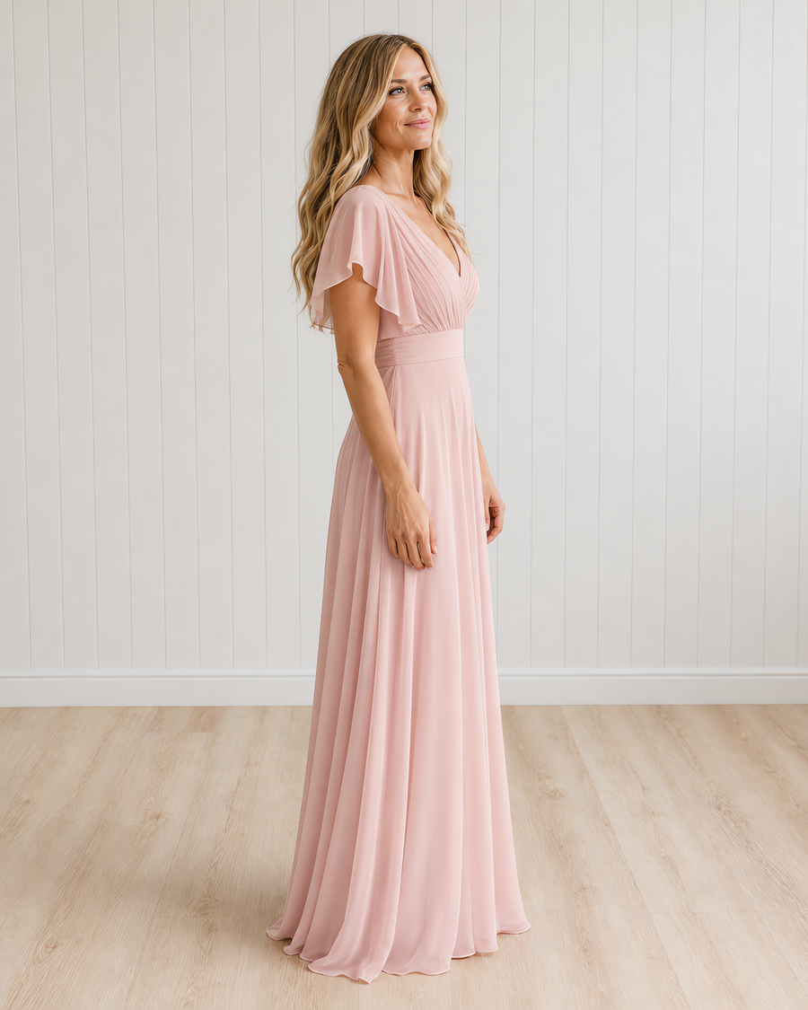 Celestine Flutter Sleeve Maxi Dress