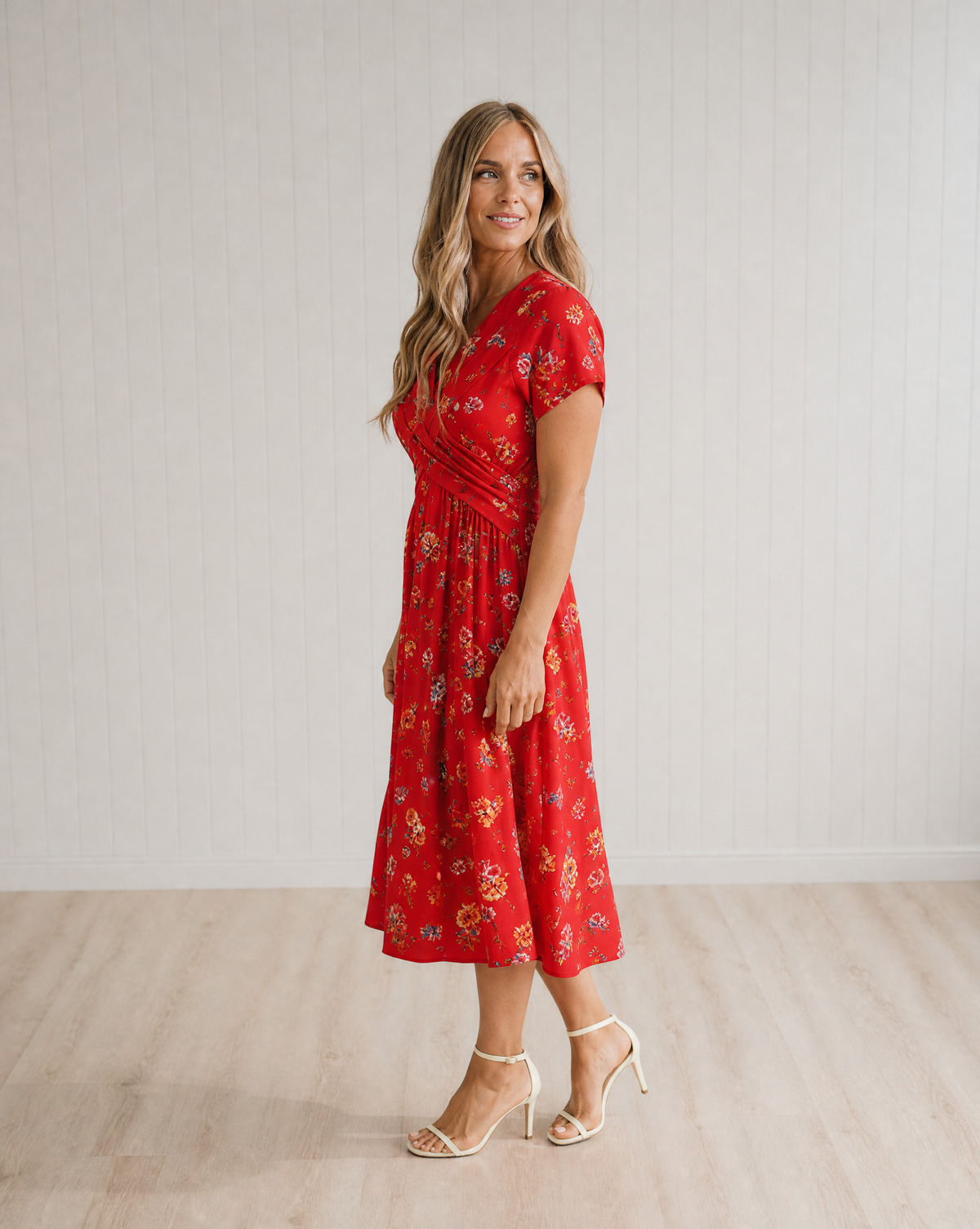 Clara V-Neck Floral Print Dress with Twist Waist