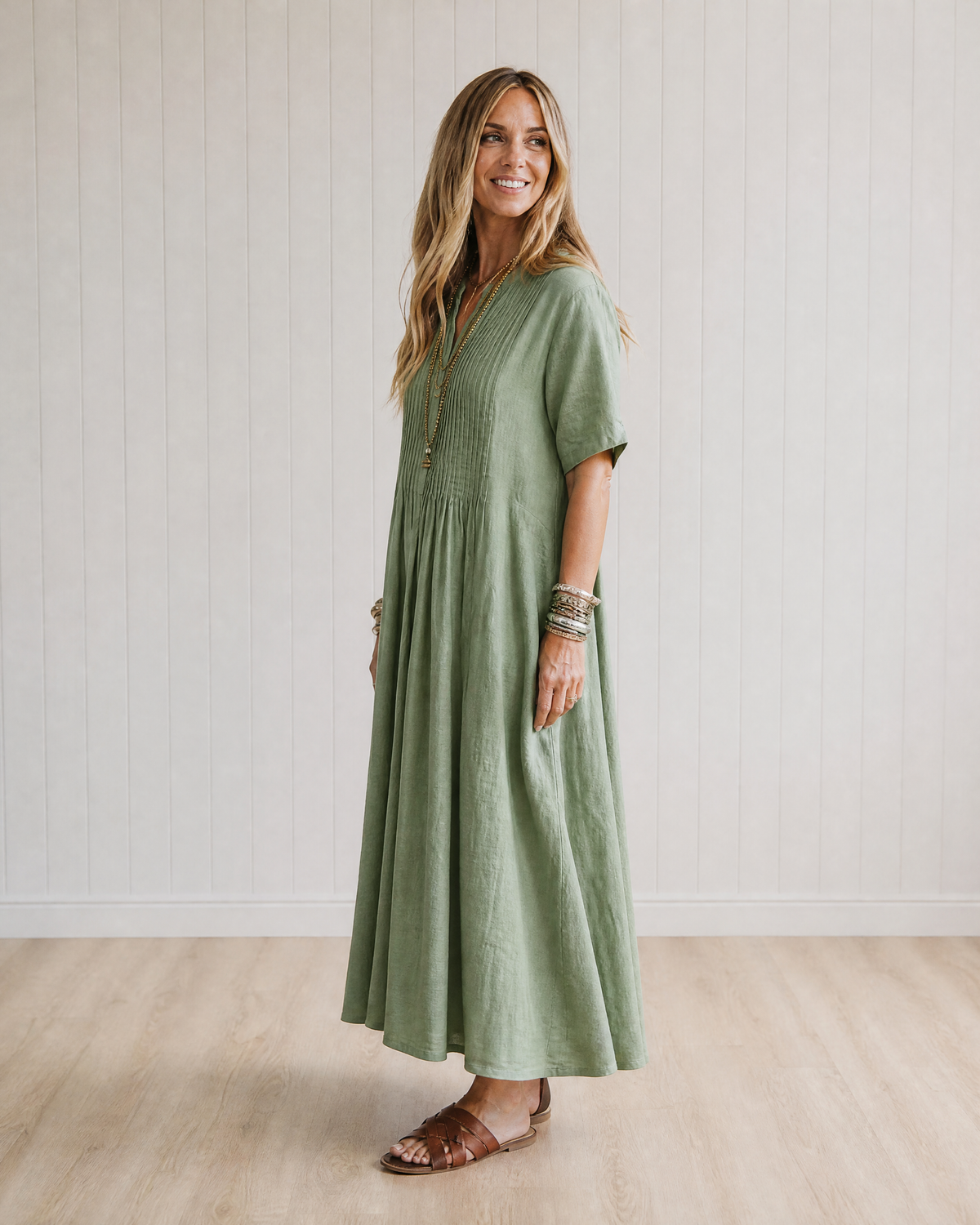 Colette Effortlessly Tailored Pleated Midi Dress