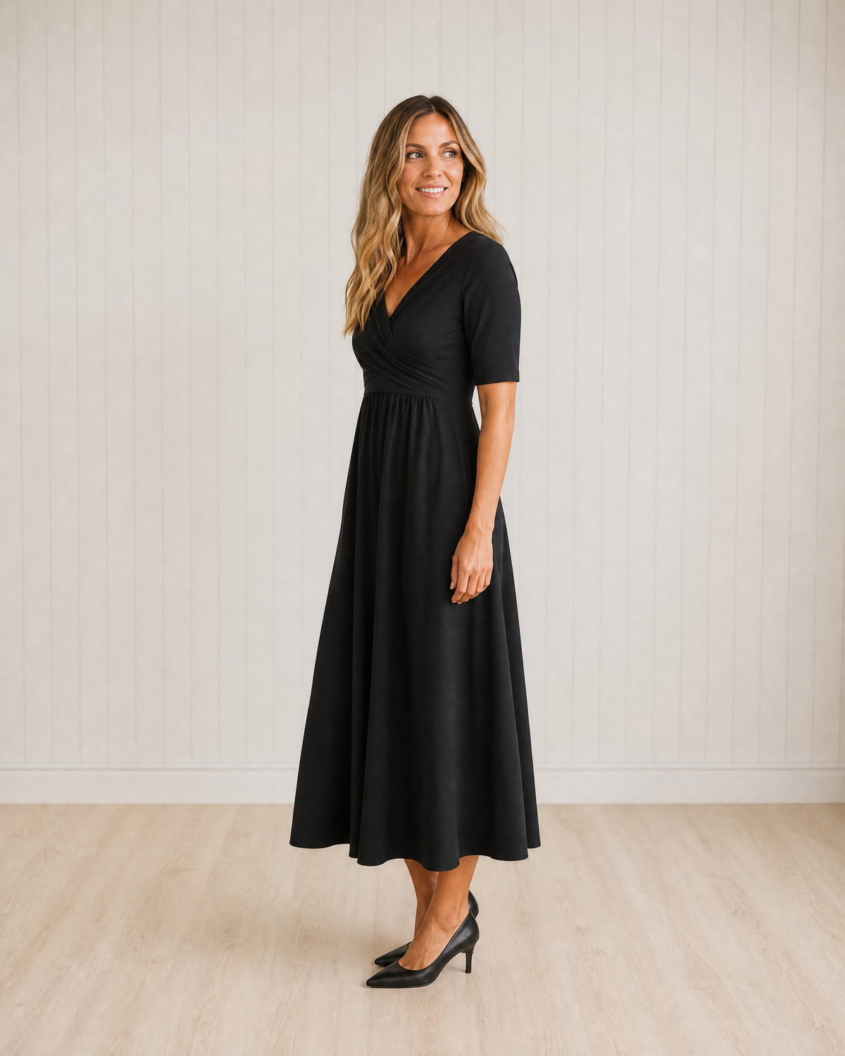 Evelina Wrap V-Neck Cocktail Maxi Dress