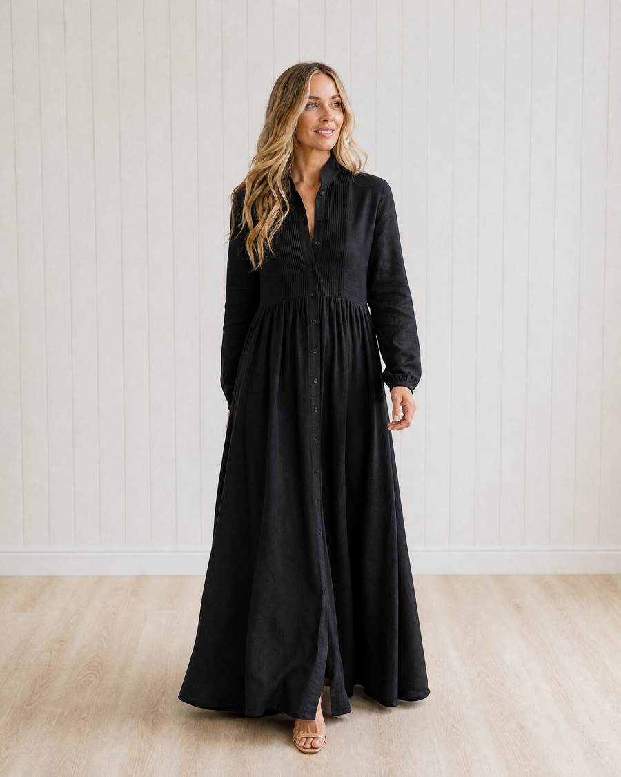 Junie Patchwork Stand Collar Maxi Dress