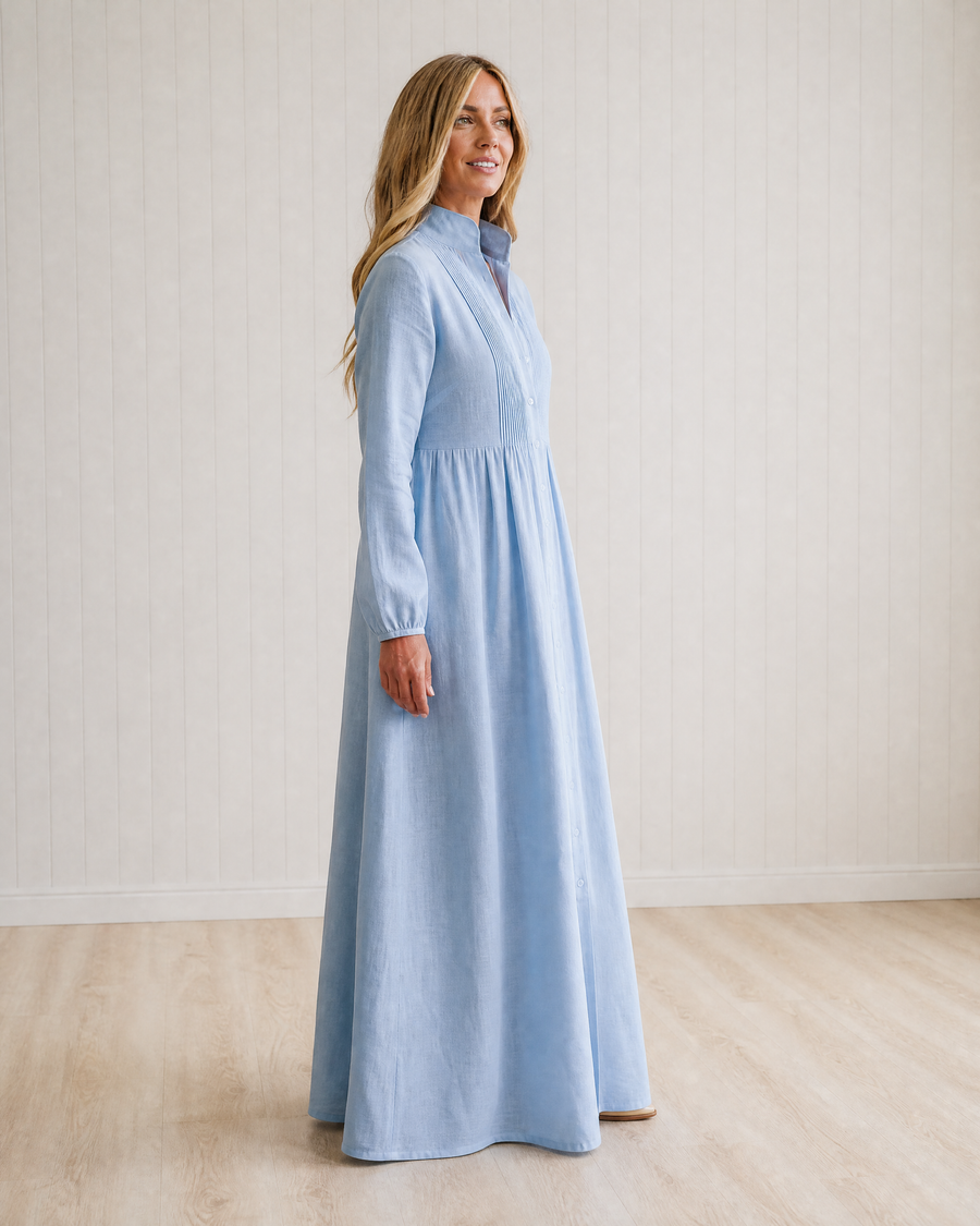 Junie Patchwork Stand Collar Maxi Dress