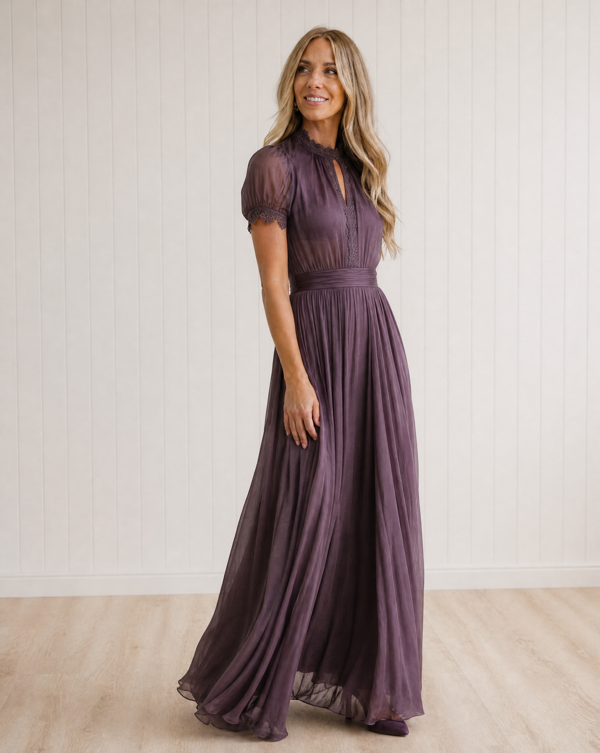 Rosalind Keyhole Maxi Dress with Trim