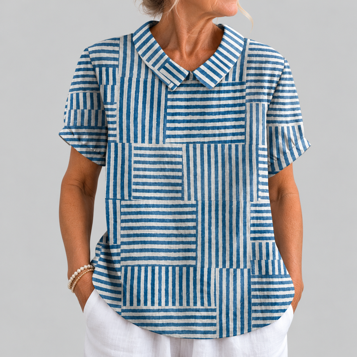 Gia | Striped Patchwork Blouse