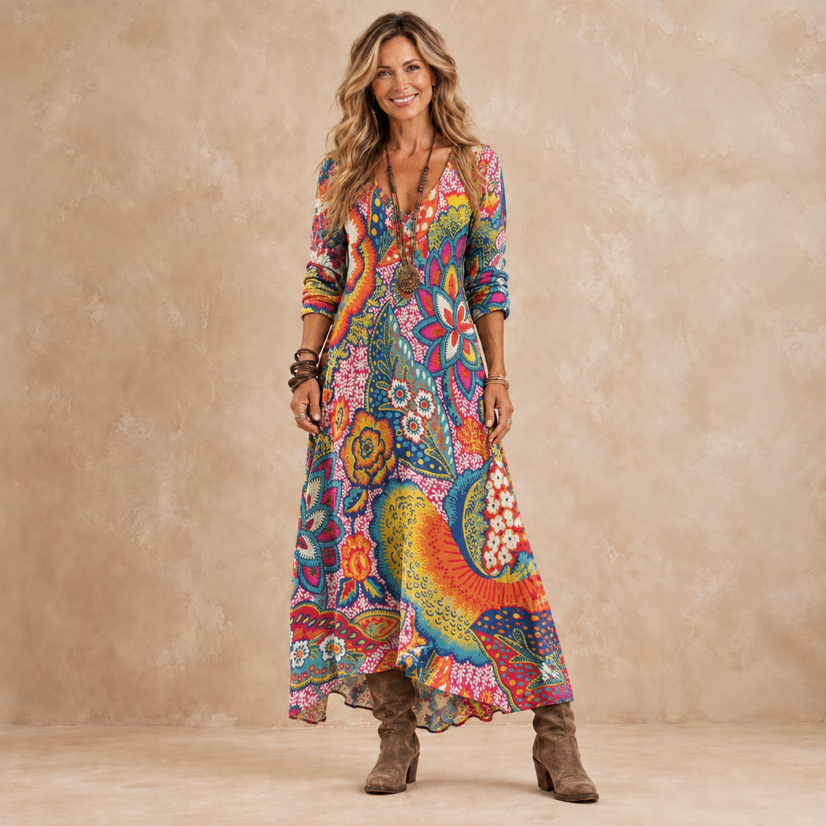 Delilah | Vibrant Bohemian Maxi Dress