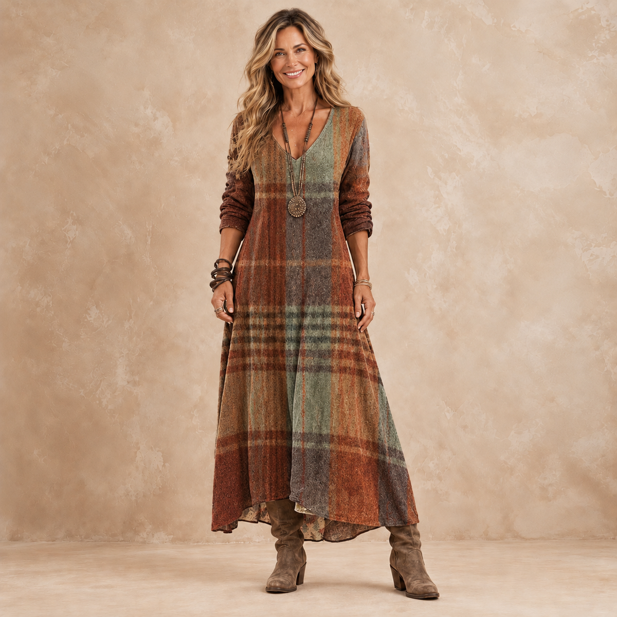 Autumn | Rustic Plaid Maxi Dress
