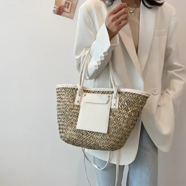Torborg | Elegant Woven Bag with Contrast Accents