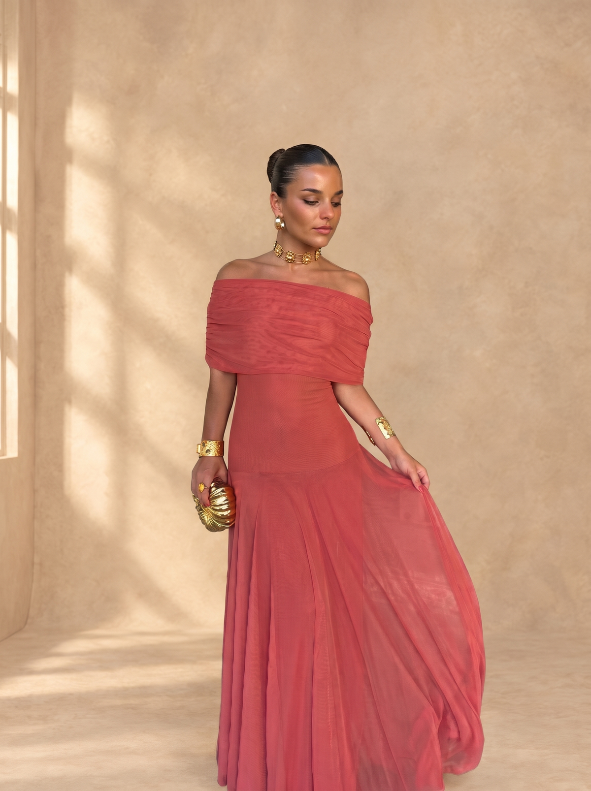 Kimberley | Off-Shoulder Tulle Maxi Dress
