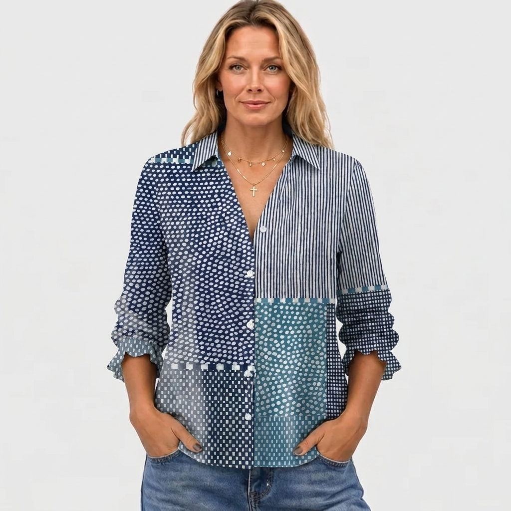 Fiora | Ocean Patchwork Blouse