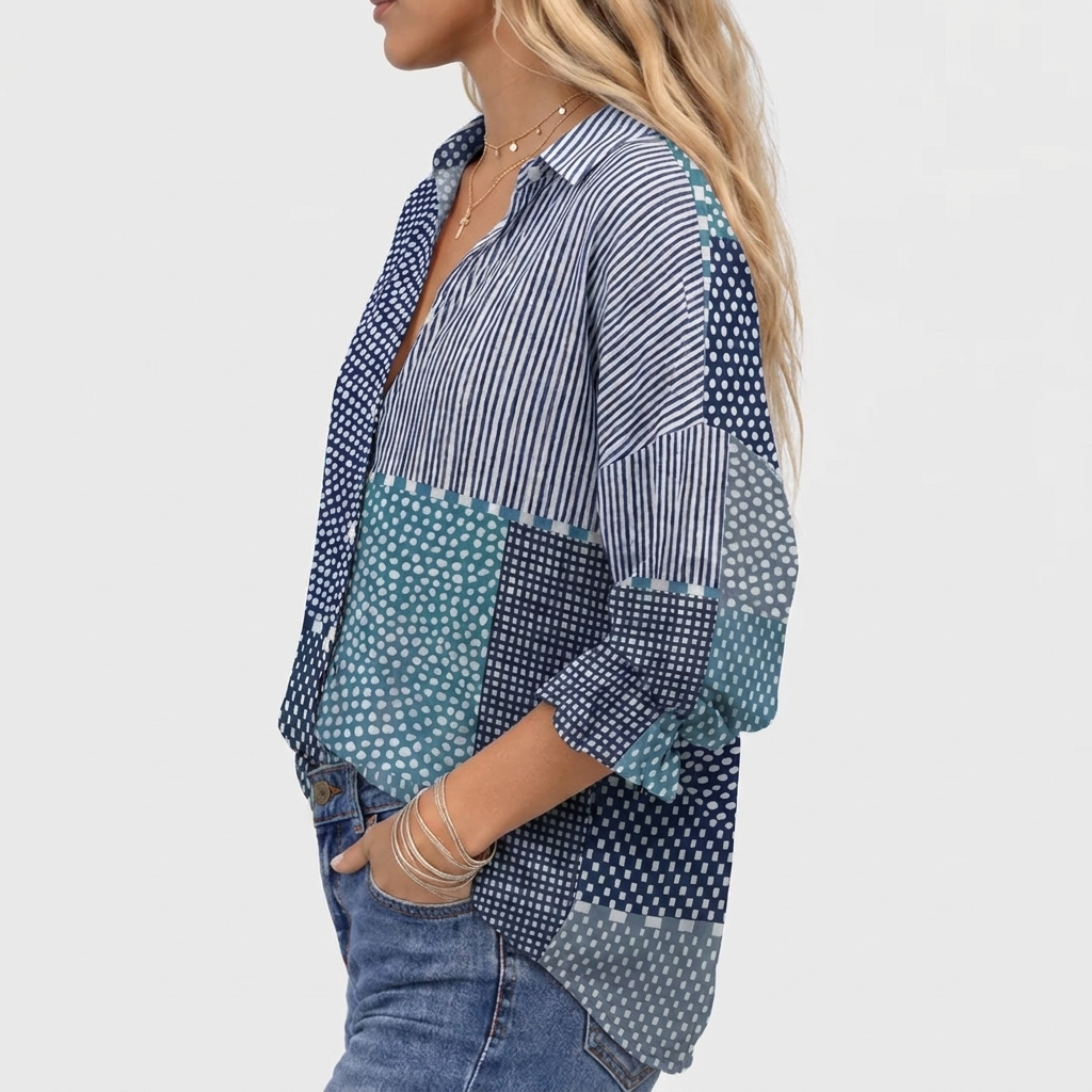 Fiora | Ocean Patchwork Blouse