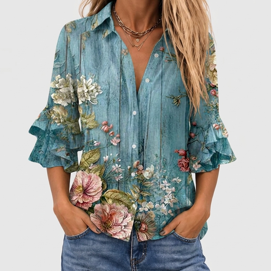 Roselle - Floral Print Vintage Blouse