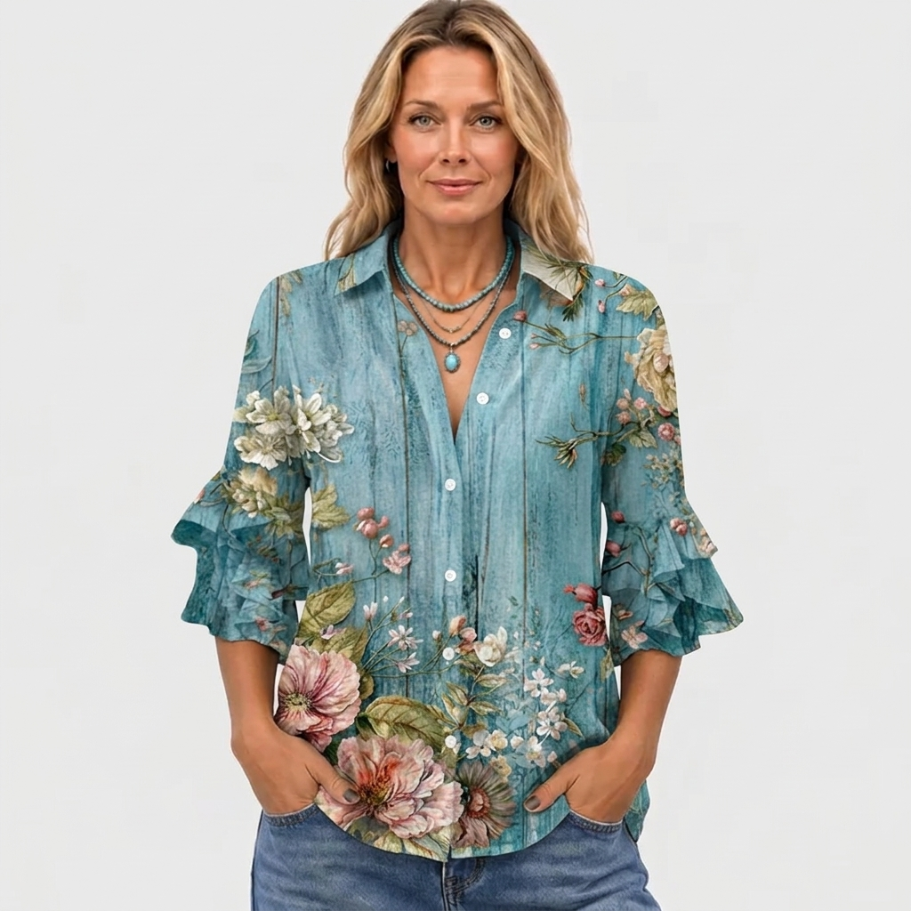 Roselle - Floral Print Vintage Blouse