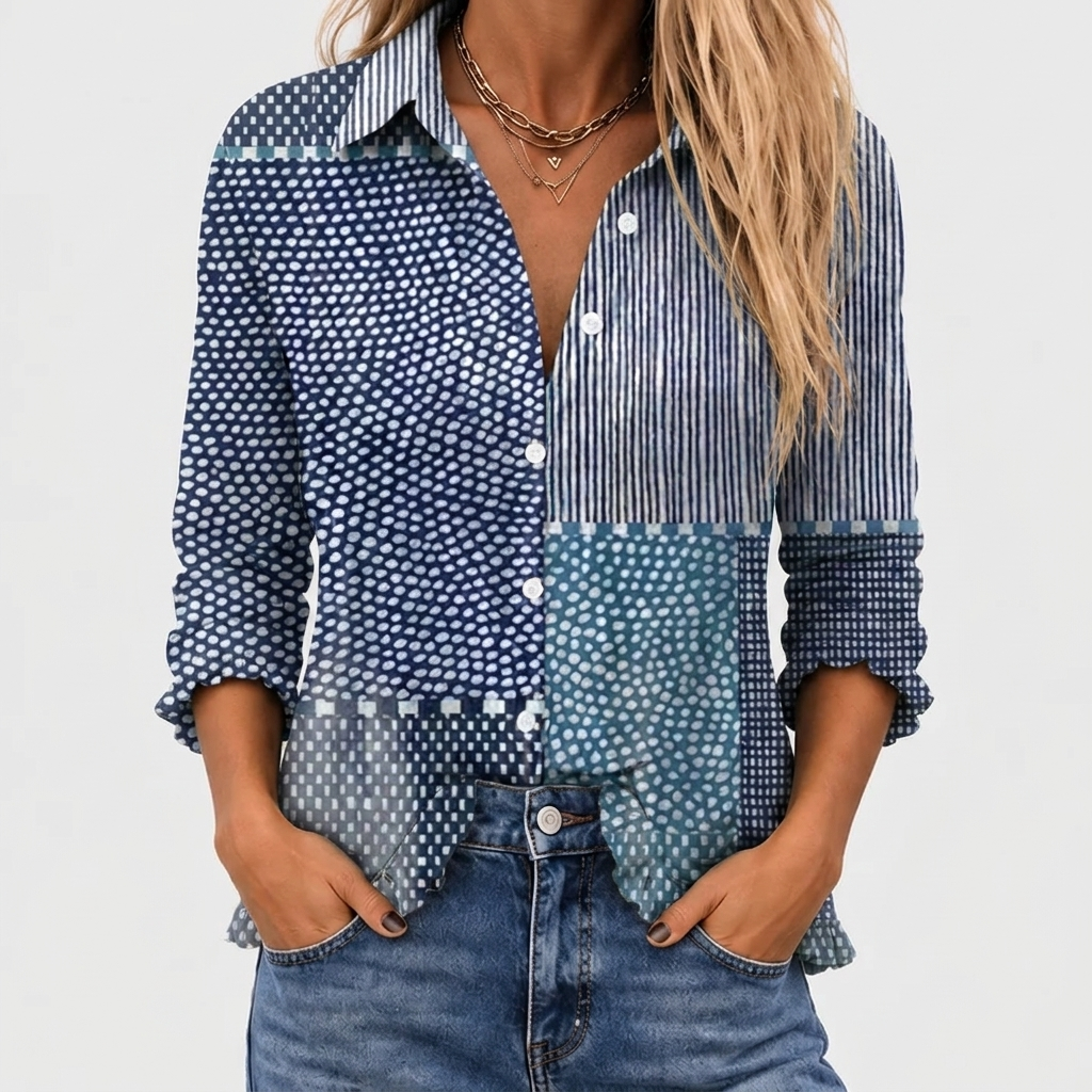 Fiora | Ocean Patchwork Blouse