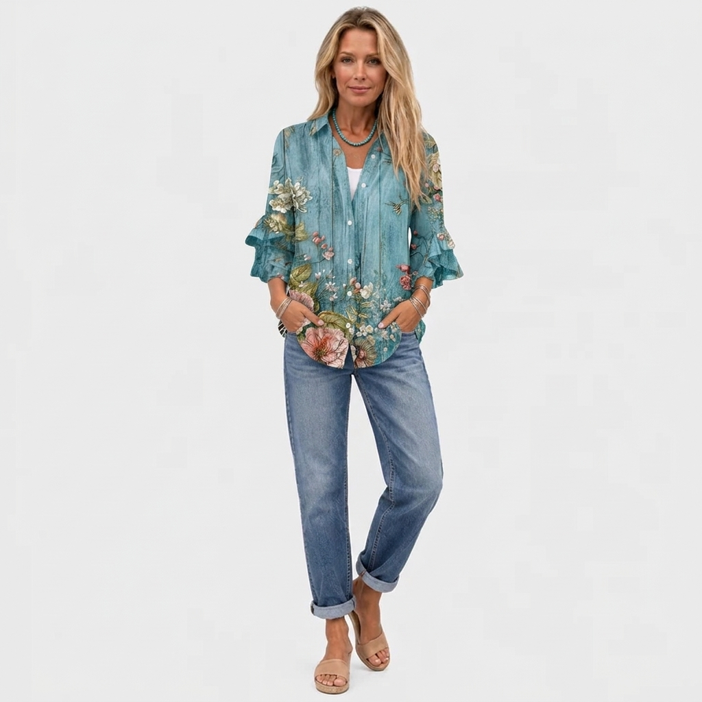 Roselle - Floral Print Vintage Blouse