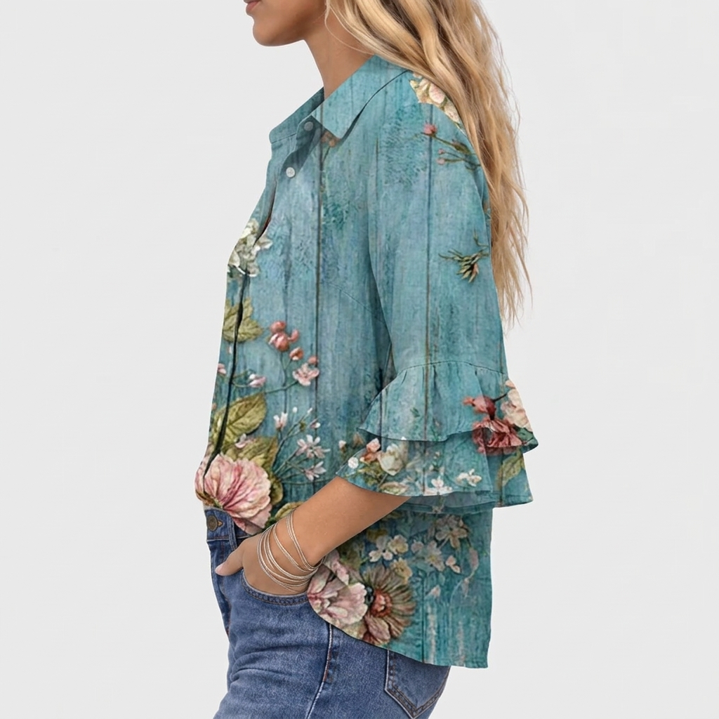 Roselle - Floral Print Vintage Blouse