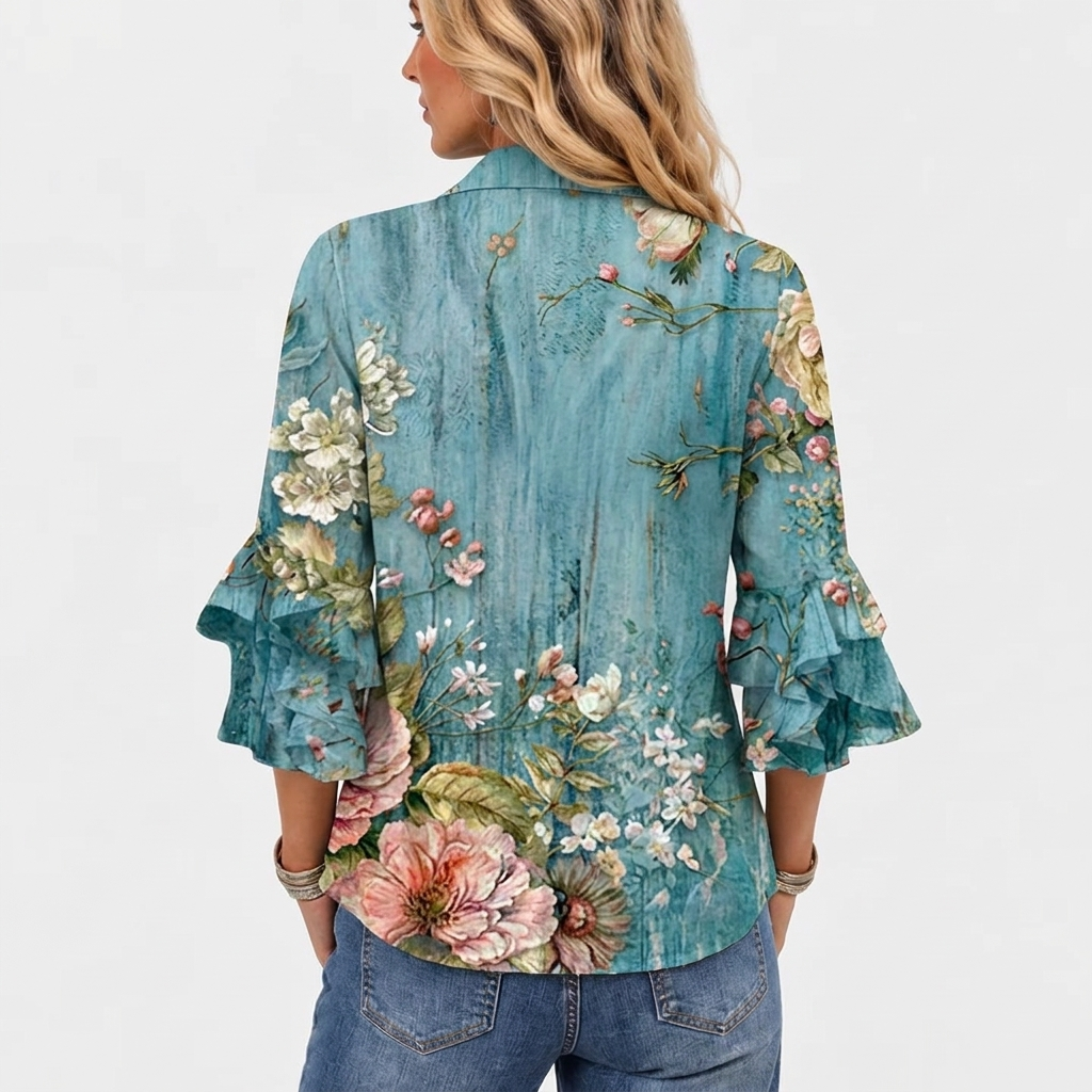 Roselle - Floral Print Vintage Blouse