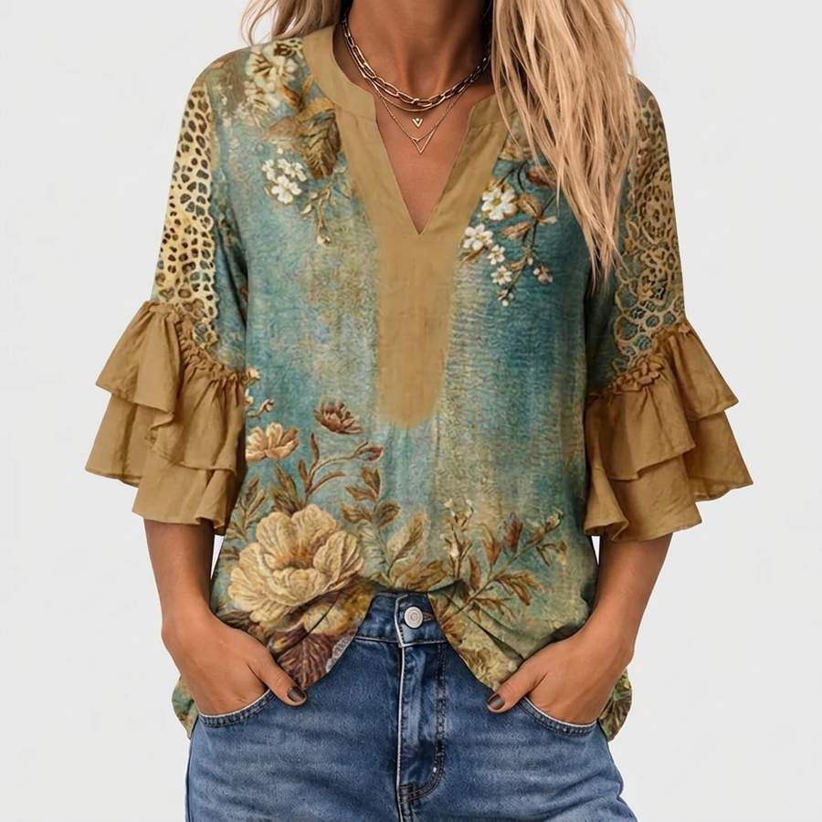 Zaria - Vintage Blouse With Floral Print