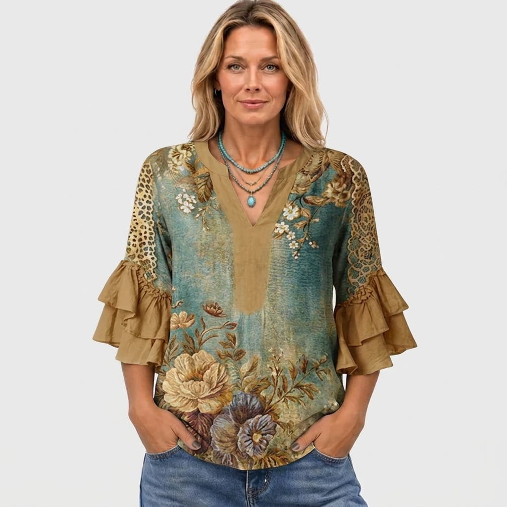 Zaria - Vintage Blouse With Floral Print