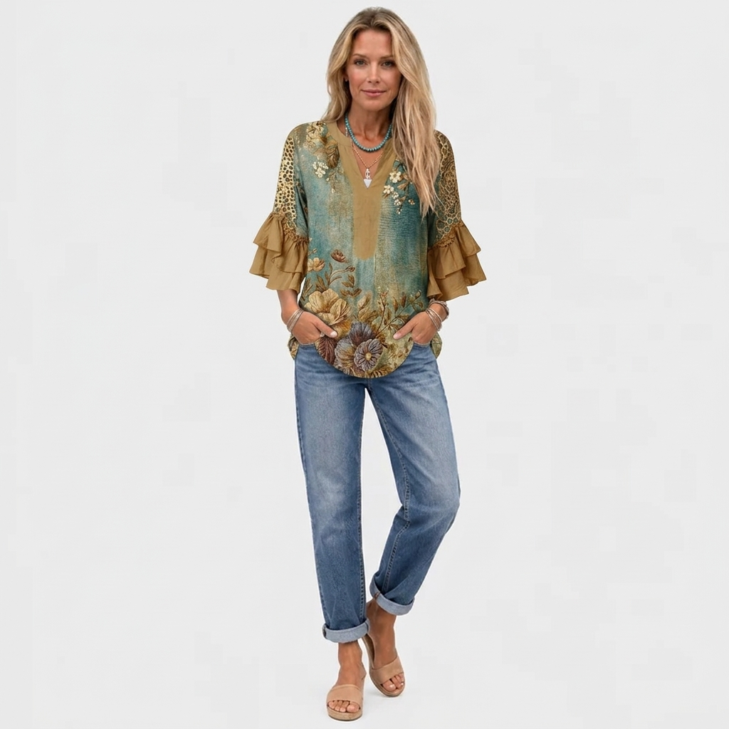 Zaria - Vintage Blouse With Floral Print