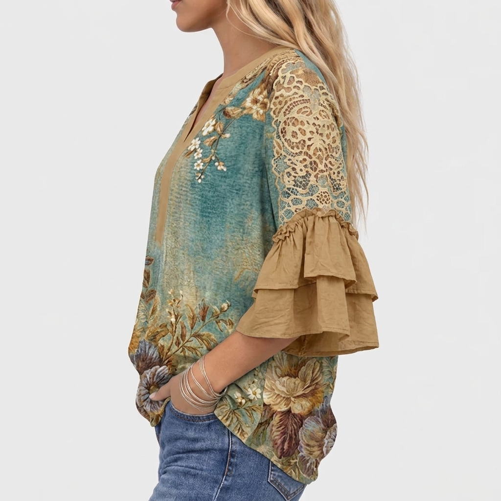 Zaria - Vintage Blouse With Floral Print