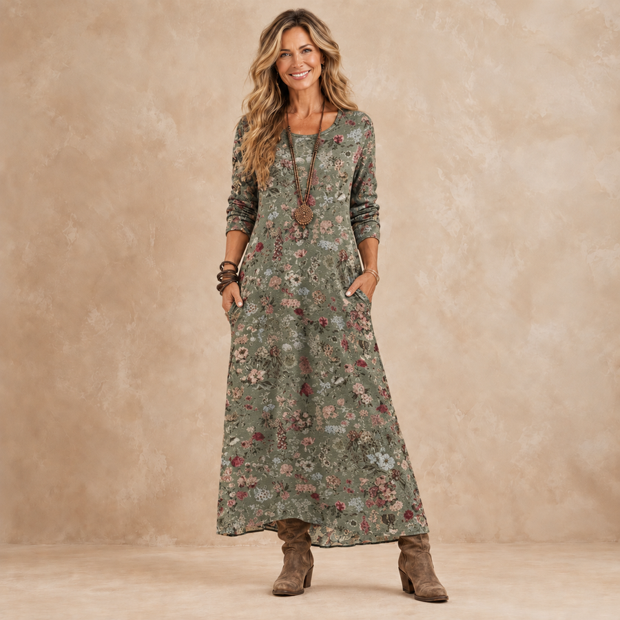 Laurel | Sage Floral Maxi Dress