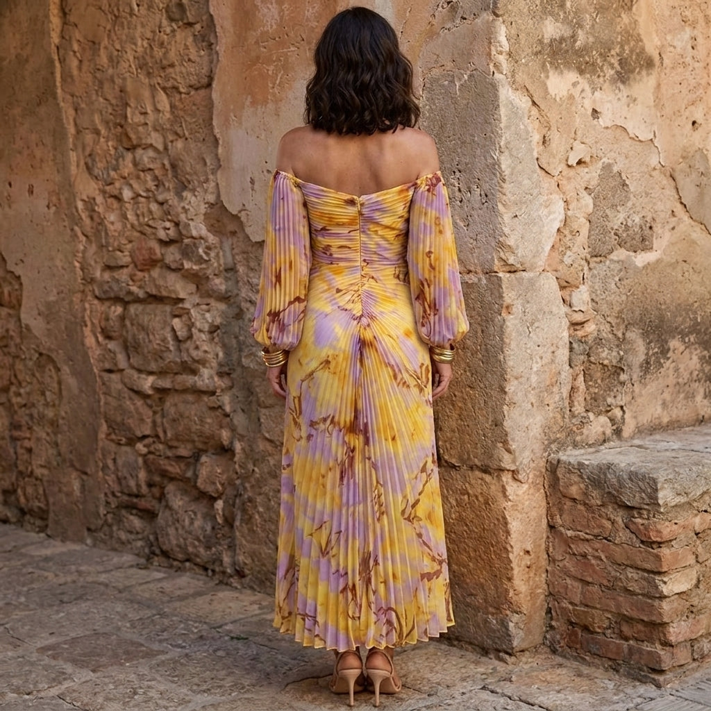 Gregoria | Long Floral Dress with Deep Neckline