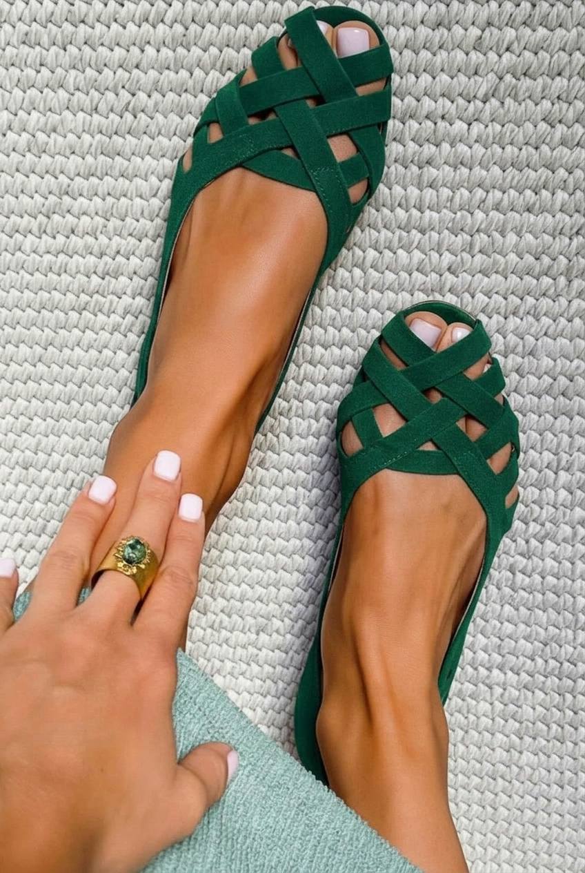 Casual Dark Blue Woven Open-Toe Flats