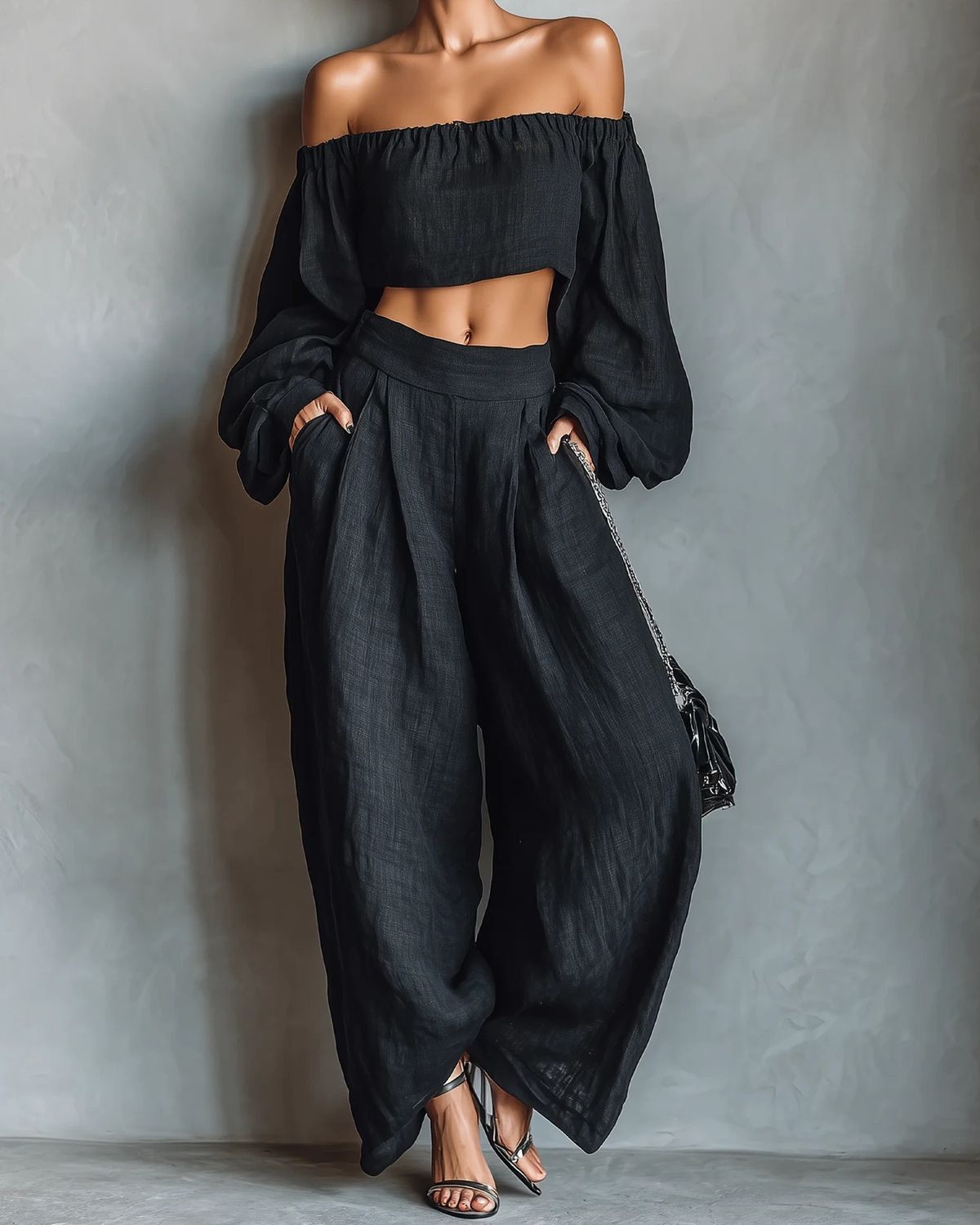 Tess | Off-the-Shoulder Set with Wide Trousers